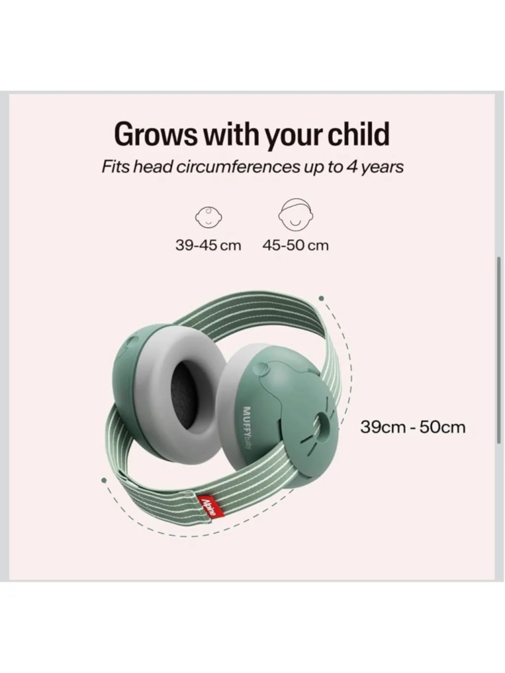 Alpine Muffy Baby Ear Muffs Noise Protection Toddler Sound Protection Sage Green
